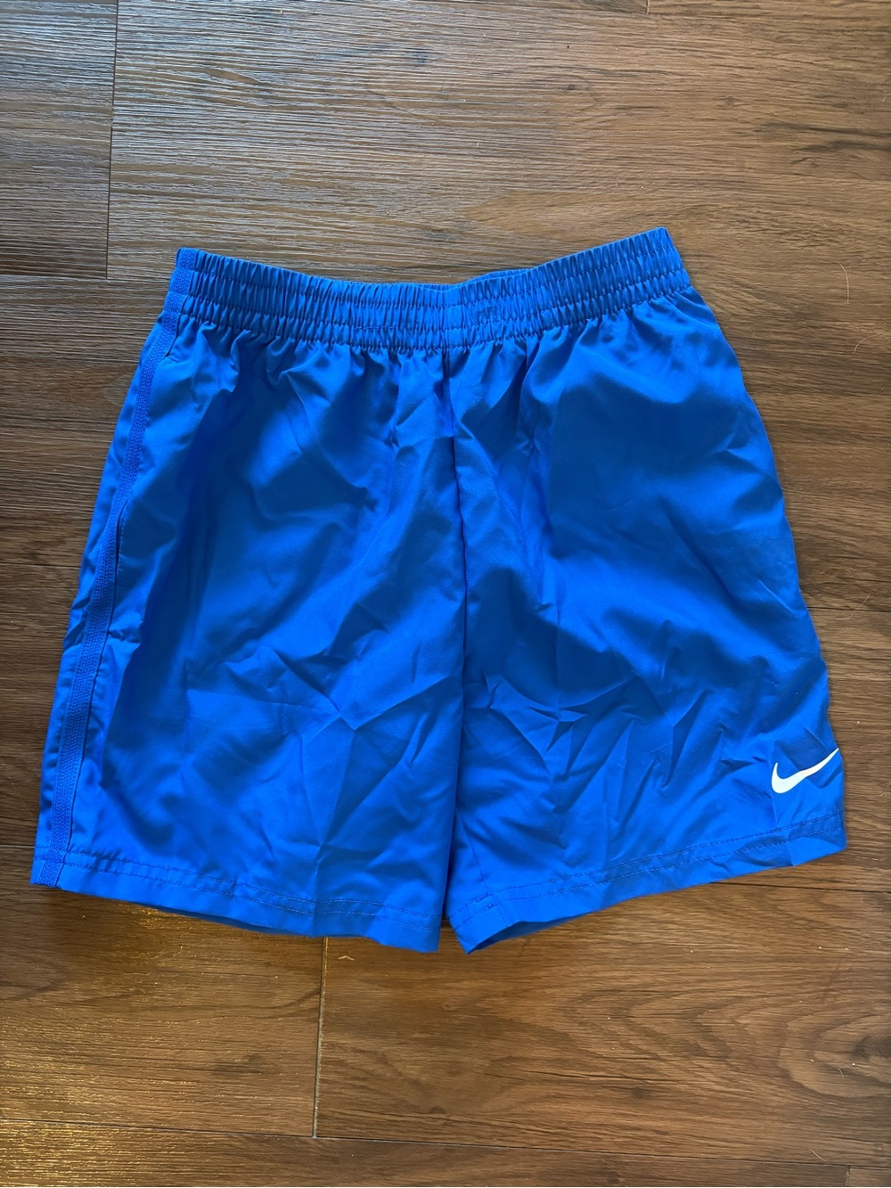Nike Men's Bright Blue Athletic Shorts with White Swoosh
